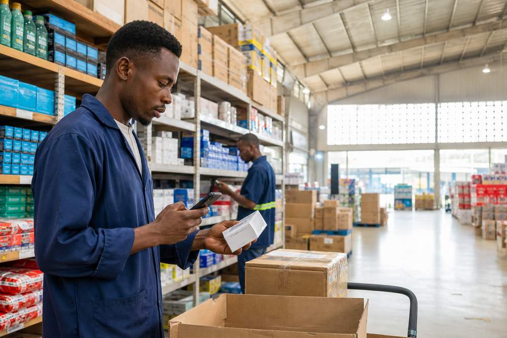 Responsable contrôlant le stock dans son entrepôt